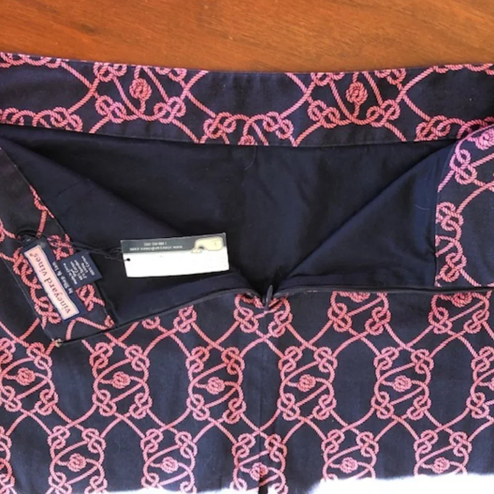 VINEYARD VINES Nautical Rope Navy Pink A Line Skirt 10